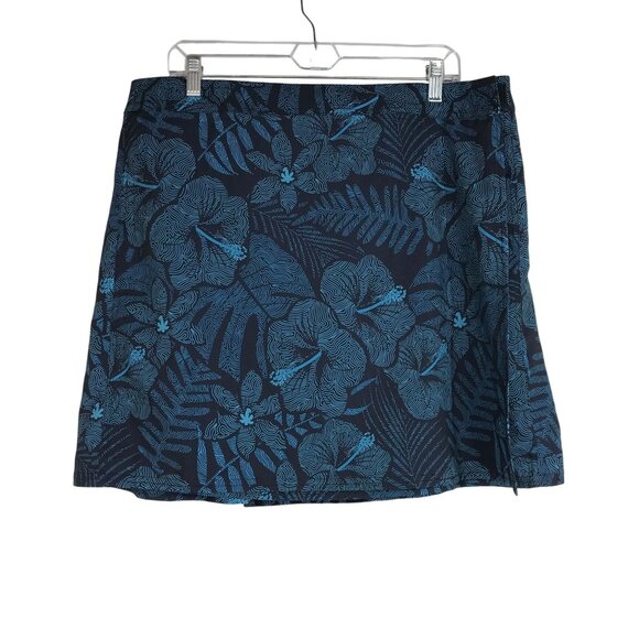RIP SKIRT - WOMEN'S XL -BLUE FLORAL WRAP AROUND SKIRT COVERUP - Picture 1 of 8